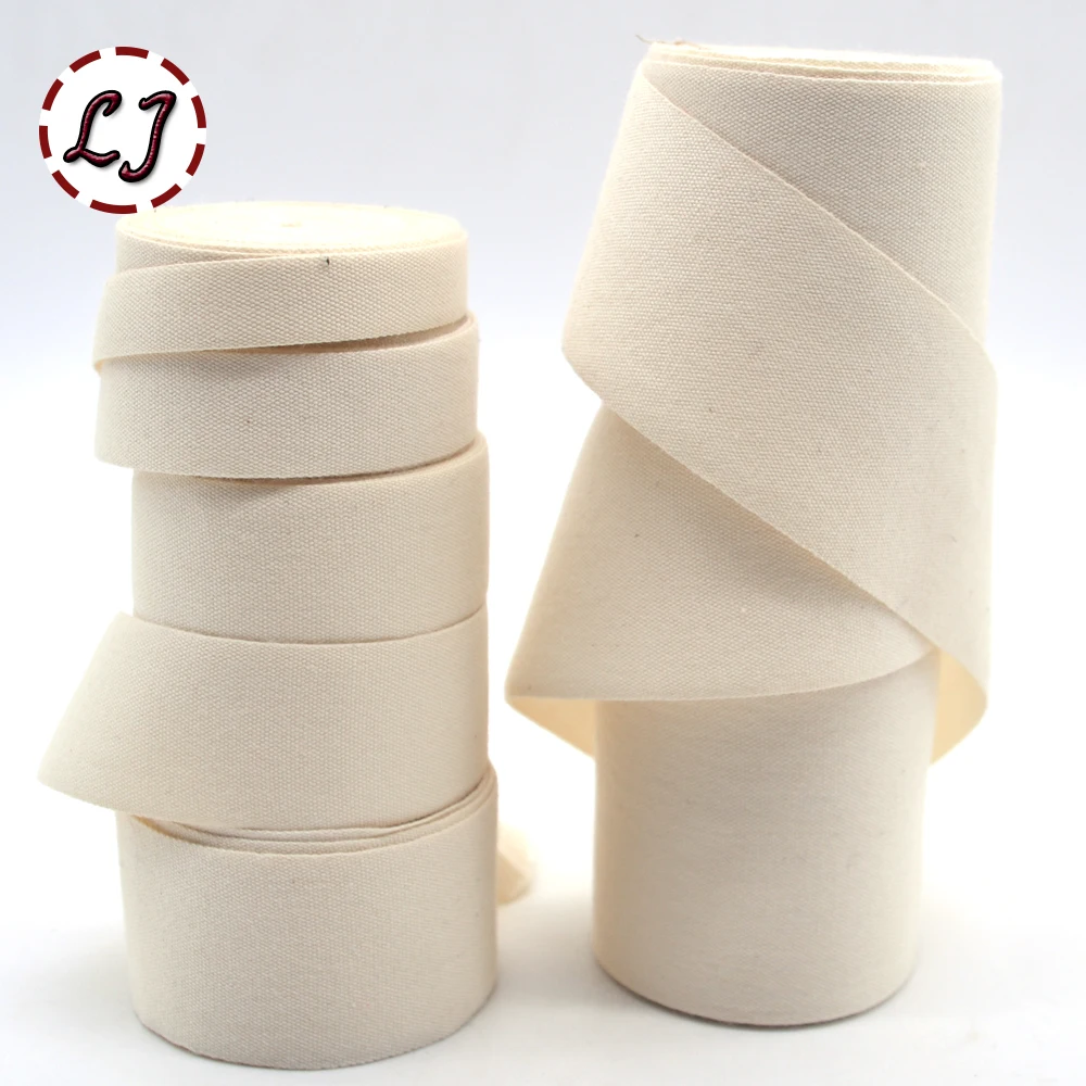 New high quality natural color plain 100% cotton ribbon webbing herring bonebinding tape lace trimming packing accessories DIY