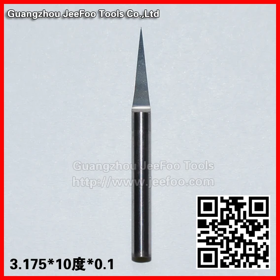 3.175*10degree*0.1 Jeefoo Flat Bottom CNC Router End Mills,V Shape Engraving Bit