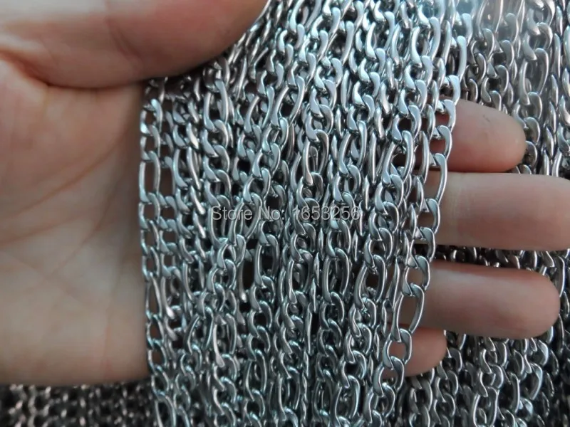 

50 meter/Lot Stainless Steel 4mm Fashion figaro NK chain jewelry finding /Marking DIY Jewelry