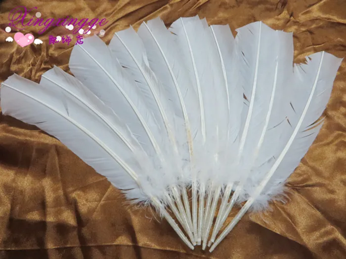 50pcs/Lot 27-35cm natural dyed WHITE goose feather Quill pen/fan/angel wings accessories ,carnival decorative feather #1