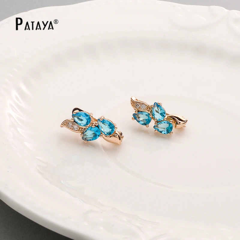 PATAYA Romantic Butterfly CZ Dangle Earrings 585 Rose Gold Color Natural Cubic Zirconia Jewelry Women Bohemian Drop Earring