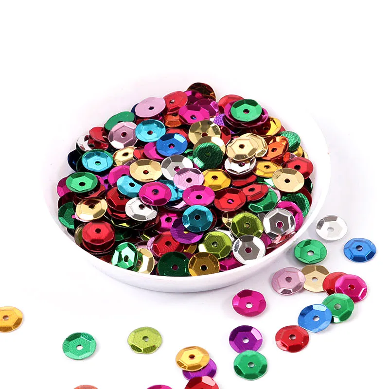 10 g/Lot Multi taille 4mm/5mm/6mm/8mm Paillettes PVC tasse ronde Paillettes Paillettes couture artisanat de mariage, accessoires de vêtements pour