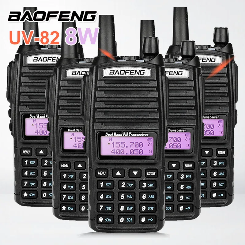 

5 шт. uv82 Baofeng UV-82 8 Вт Walkie Talkie 20km VHF сканер UHF Radio hf Transceiver Ham Radio Station UV 82 Intercom Scrambler