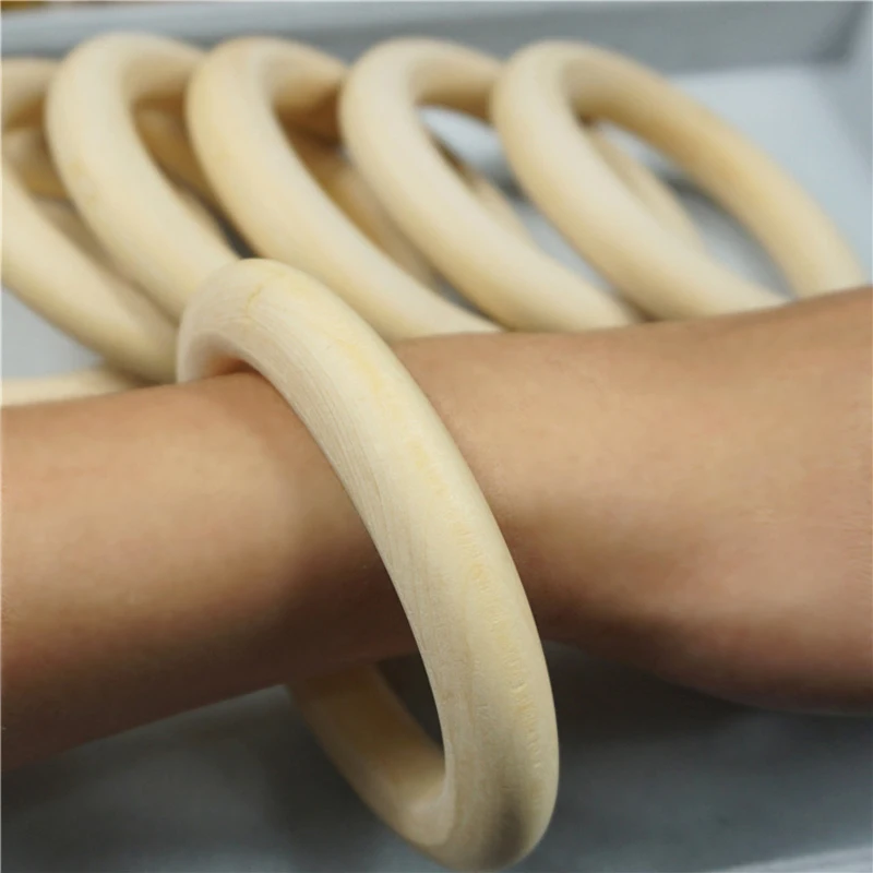 Natural Wood Teething Beads Wooden Ring Beads For DIY Jewelry Making Crafts 15 20 25 30 35 40 45 50 55 60 65 70 96MM