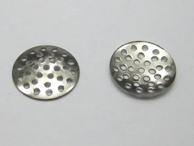 

200 Round Metal Beading Pad with Holes 20mm Brooch Back Beadwork