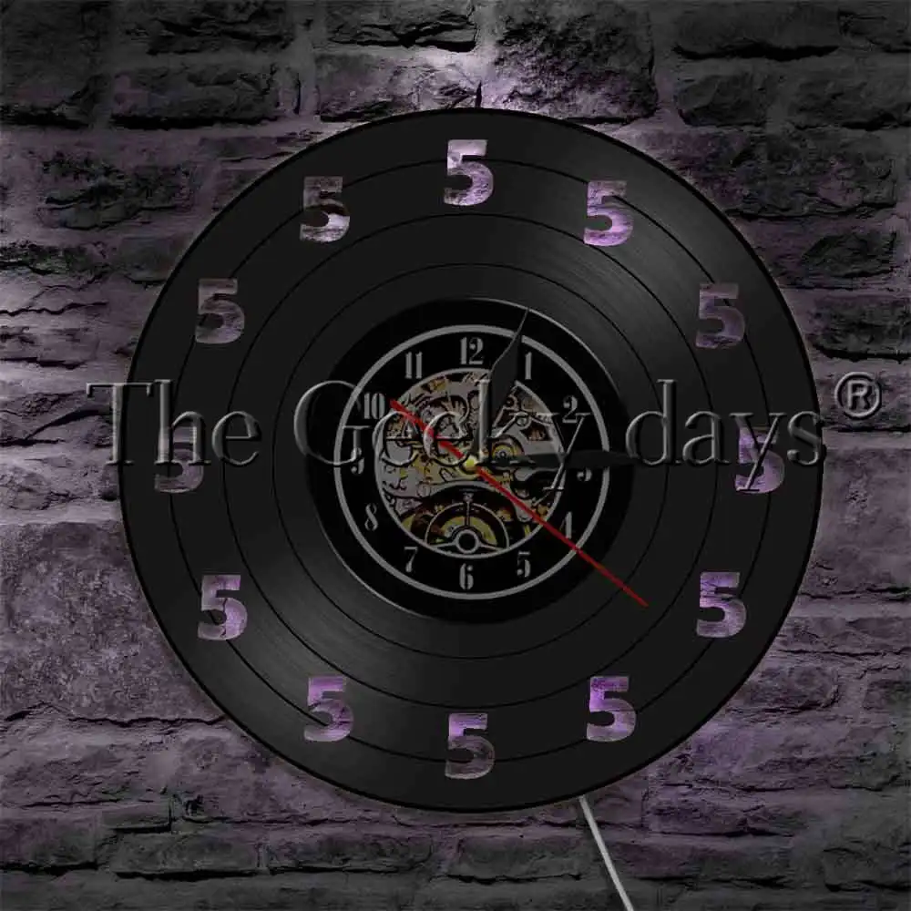 It's Always Five O'Clock LED Wall Lighting Home Decor 5 Beer Time LED Night Light Beer Drinking Vinyl Record Wall Clock