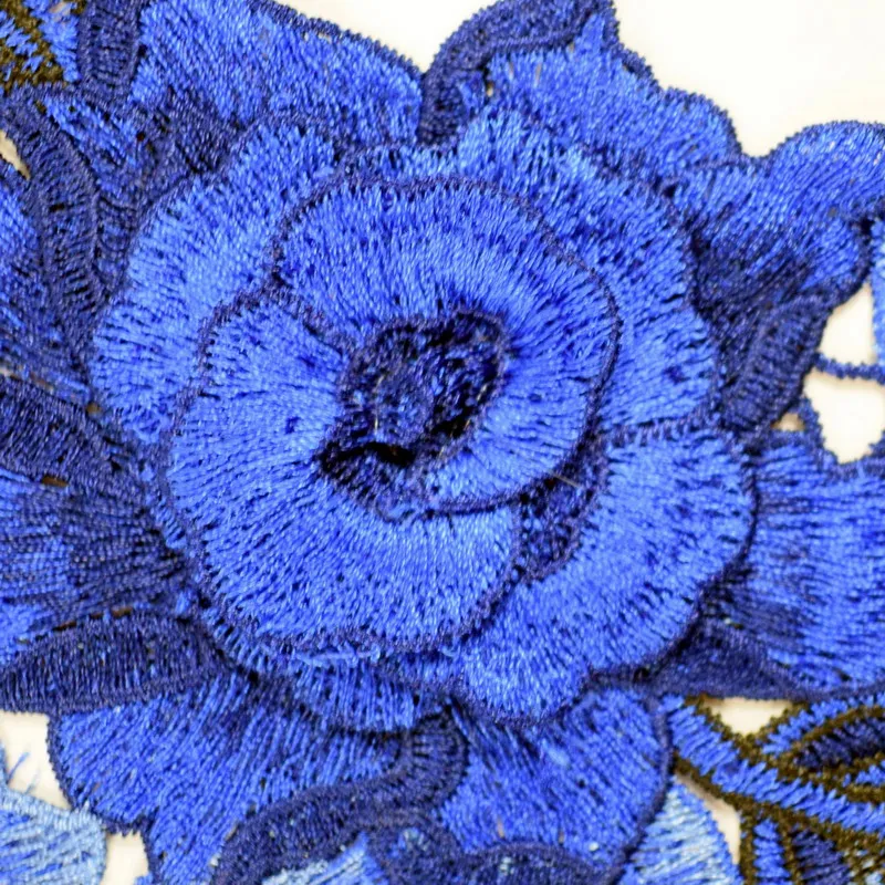 Blue Flower Neckline Collar Decorate sewing Accessorie Embroidery Dress Motif Blouse lace Fabric Applique Sewing Supplies