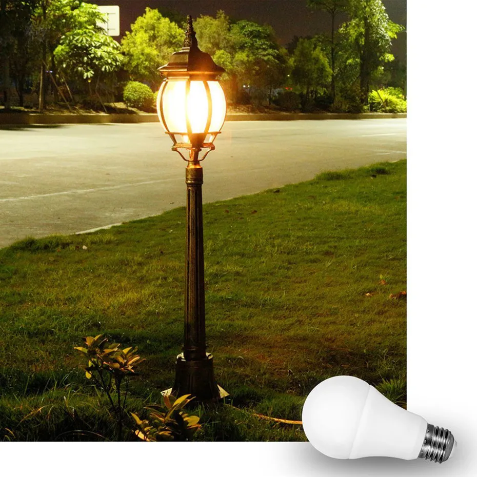 85-265V E27 lampadina con sensore a LED IP44 10W 15W lampadina automatica con sensore di luce diurna a LED dal tramonto all'alba per il corridoio del portico di casa