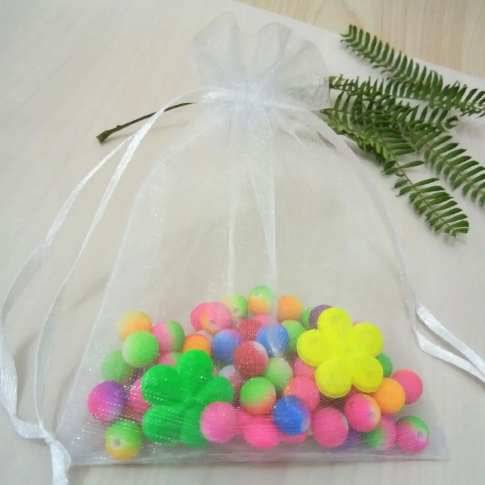 50pcs/Lot 17x23 20x30 25x35 30x40cm Clear Organza Gift Bags Drawstring Jewelry Bags Christmas/Wedding/Birthday/Gift Packing Bags