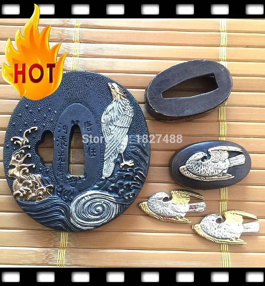 High Quality fitting Copper Guard Tsuba For Japanese Katana Sword Accessory A Set W/Eagle Theme Free Shipping