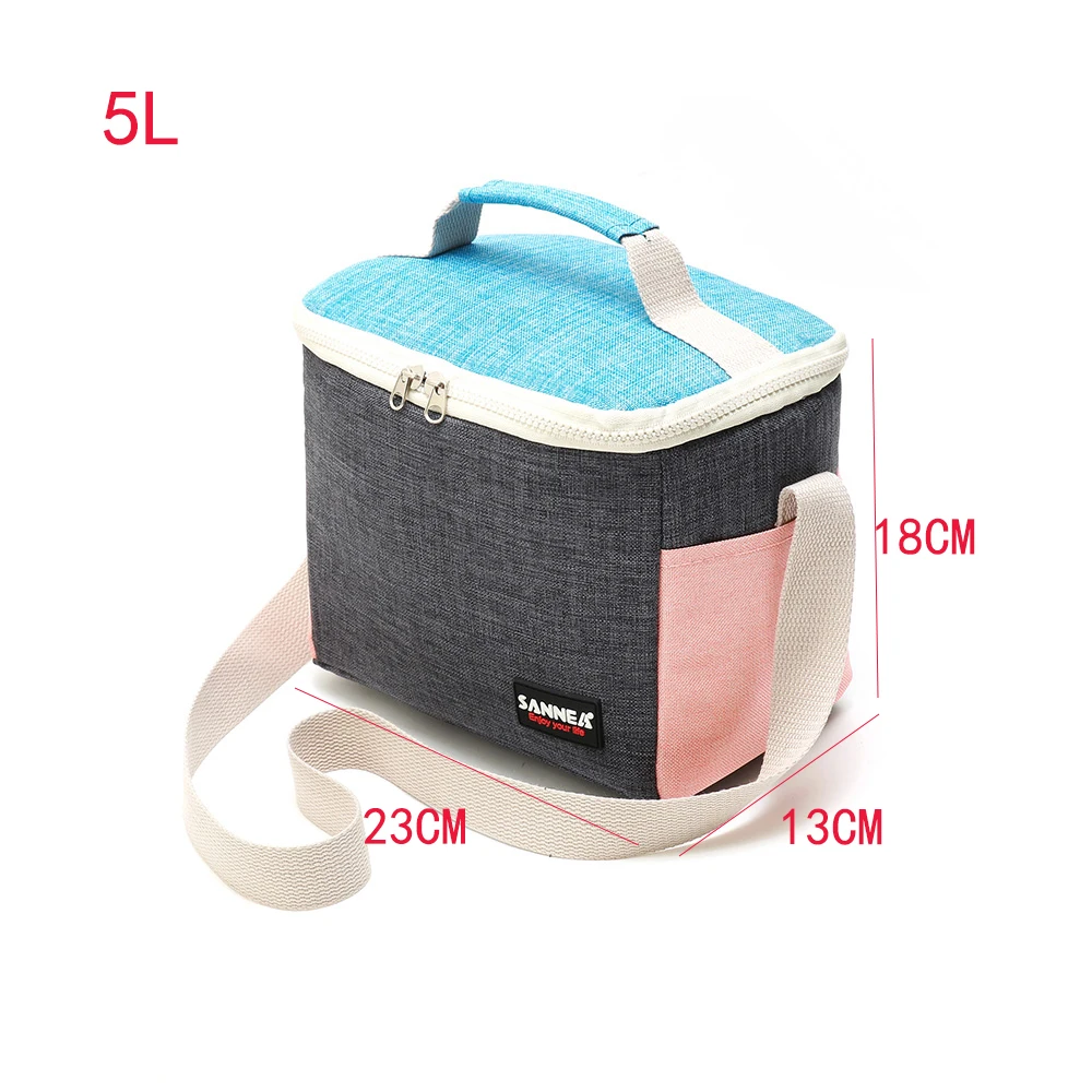 SANNE New Fashion Lunch Bag Children's PicnicThermal Carry Food Picnic Cooler Lunch Box Frosted Fabric Portable Multifunction