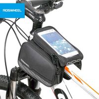 Roswheel 5.7'' Black Bicycle Front Tube Bag Mountain Bike Phone Case Bag Bicycle Double Pannier Pouch Size L Bolso Bicicleta