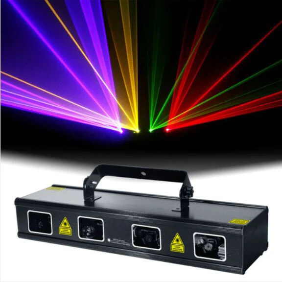 Red yellow blue green Four color laser light Disco laser radium spotlights bar wedding stage lighting 4 lens Laser Projector