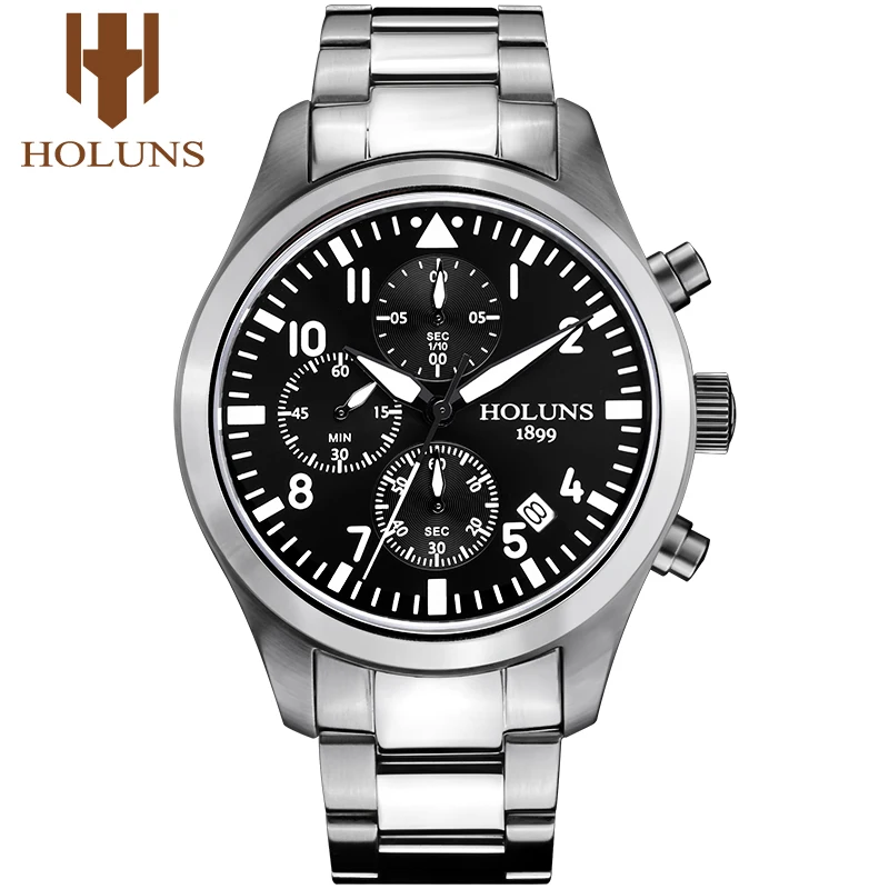 HOLUNS-Relógio Masculino Multifuncional de Esportes, Cronógrafo Masculino, Marca de Moda, Luxo Denim Luminoso, Relógios Militares, Negócios, Original