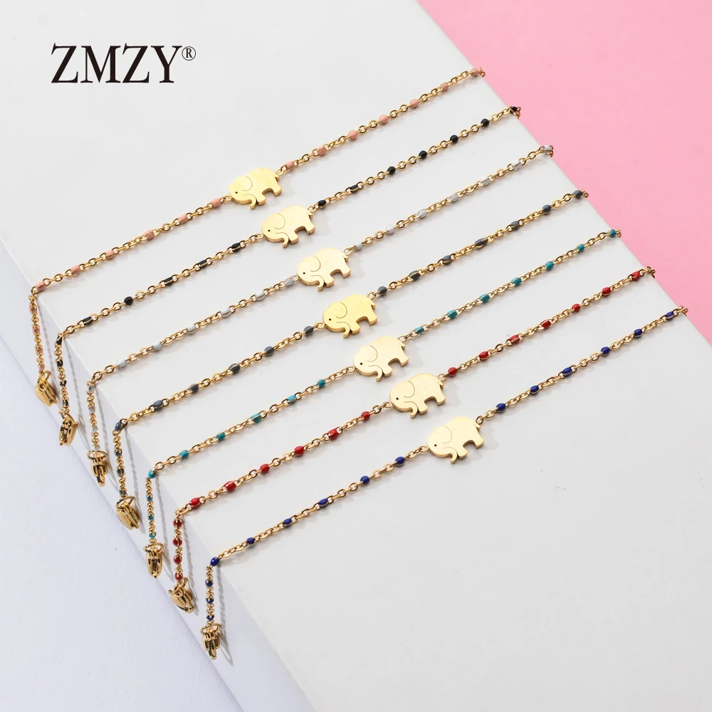 ZMZY Cute Charm Elephant Bracelet Friendship Bracelet Gift Bracelets for Women/Girls/Kids Gold Color Stainless Steel Jewelry