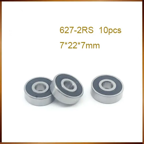 10pcs/Lot 627-2RS 627 RS 7x22x7mm ABEC Rubber Sealed Ball Bearing Miniature Bearing Deep Groove Ball Bearing