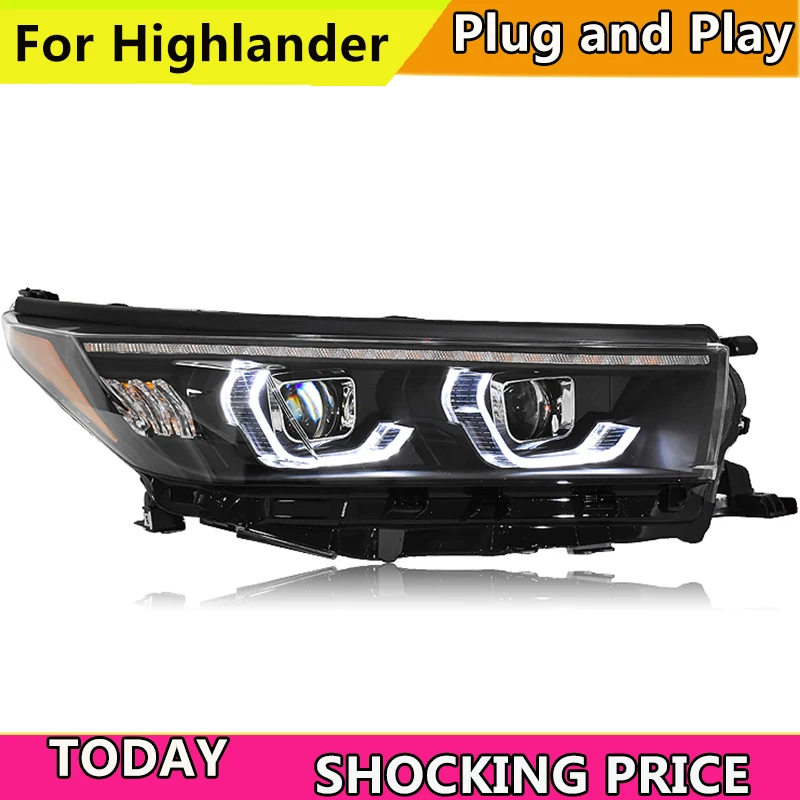 doxa Car Styling for 2018 New Highlander Headlights Highlander Head Light DRL Lens High Low Beam with Dynamic Turn Signal