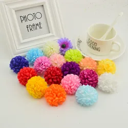 200PCS 5CM Silk Chrysanthemum Artificial Flowers Cheap Heads Home Wedding Decoration Wall Wreath for Christmas Garden Door Fake