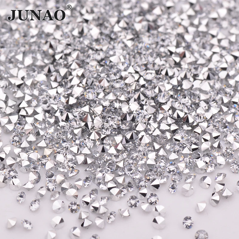 JUNAO 1.2mm 1440pcs Mini Gold Glass Rhinestone Glitter Micro Strass Diamond Tiny Crystal Stone Pixie Nail Decoration DIY Crafts