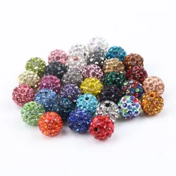 33 colors 10pcs AAAA 6 Row 10mm Crystal Clay Paved Crystal Bead Clay Micro Pave Rhinestone Ball Beads DIY For jewelry making