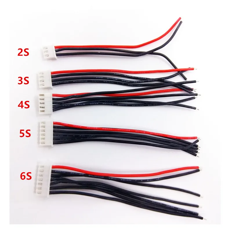 Connector for RC Battery 100MM RC Lipo Battery Wire Battery Plug 2s 3s 4s 5s 6s 22AWG Balance Plug for Imax B6 Connector Cable