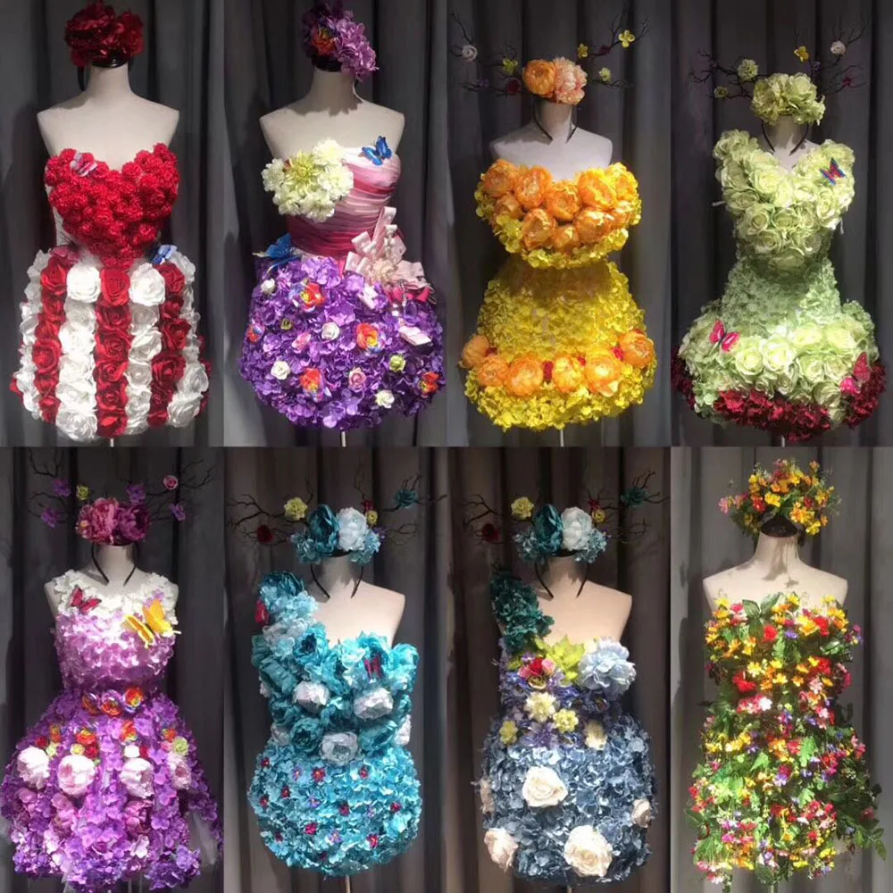 

T show halloween flower skirt suit beauty pageant cosplay women adult sexy fairy dress