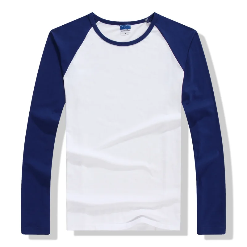 2023 Autumn Winter Long Sleeve T Shirt Men Contrast Color Round Collar Cotton Mens Casual Slim Fit Raglan T-Shirts Tees Tops