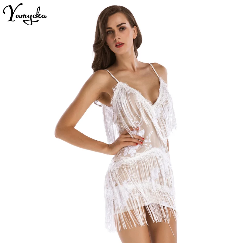 Sexy vintage black tassel sequin summer dress women backless club party dresses 2025 woman evening prom short dresses vestidos