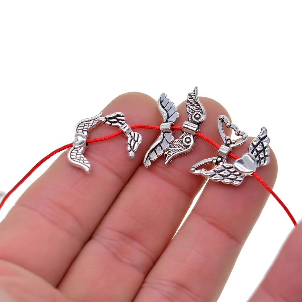 60 Pieces AntiqueAngel Fairy Wings Charm Spacer Beads DIY Bracelet Necklace Gifts