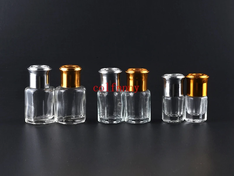 3ml 6ml 10ml 12ml garrafa de vidro octagonal com tampa de ouro, rolo na garrafa, frascos de rolo de perfume, embalagem de óleo essencial