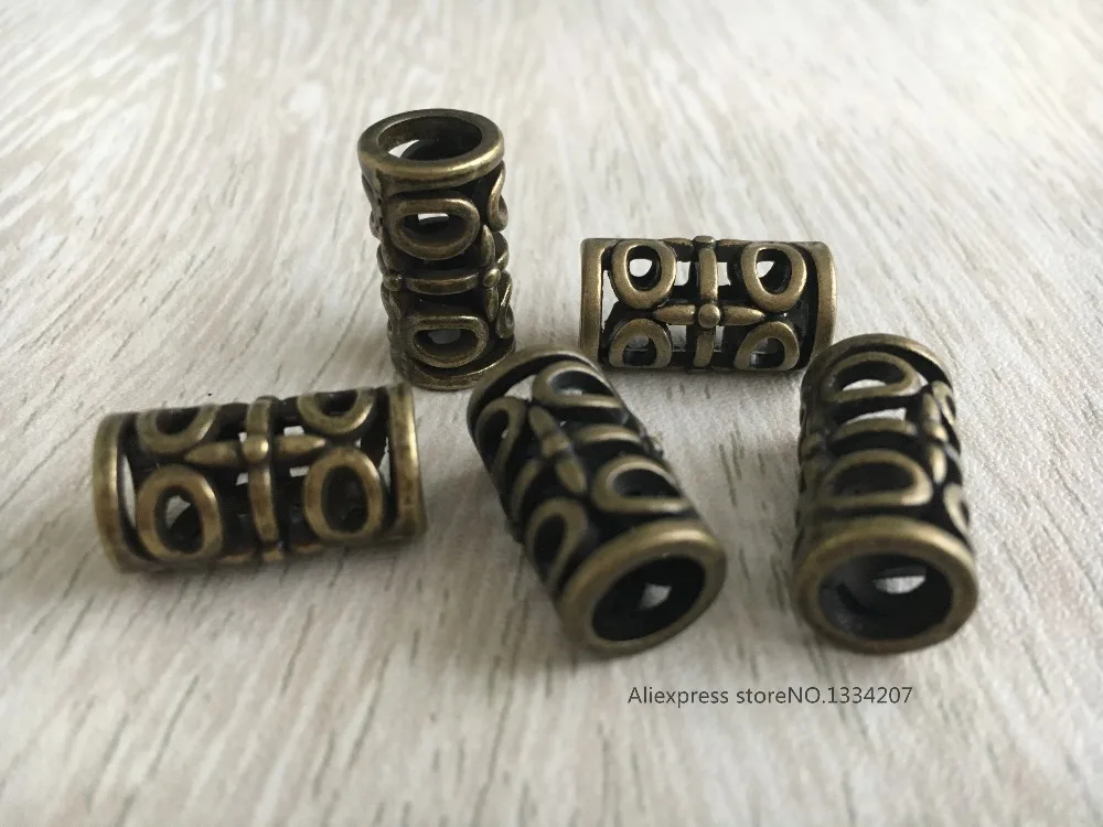 5pcs-10pcs Antique Brass hair braid dread dreadlock beads cuff approx 7mm hole