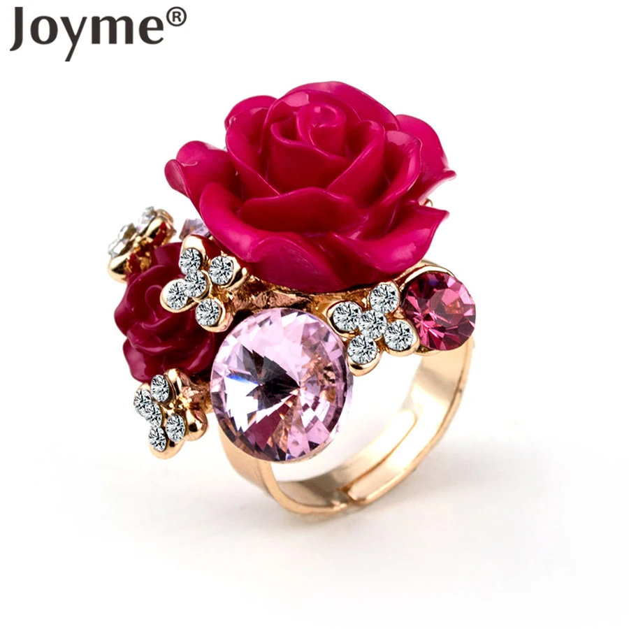 Fashion Women's Jewelry High Quality Superb Ring Rose Gold-Color Flower Round Austrian Crystals Finger Rings Bijoux Homme