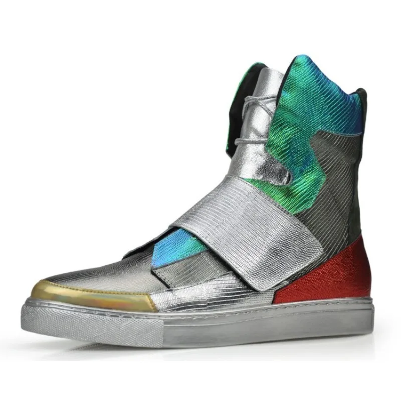 Men Shoes High-TOP Ankle Boots Brand Genuine Leather Luxury Trainers Winter Joggers Lace-up Flats Mixed Colors Sneaker