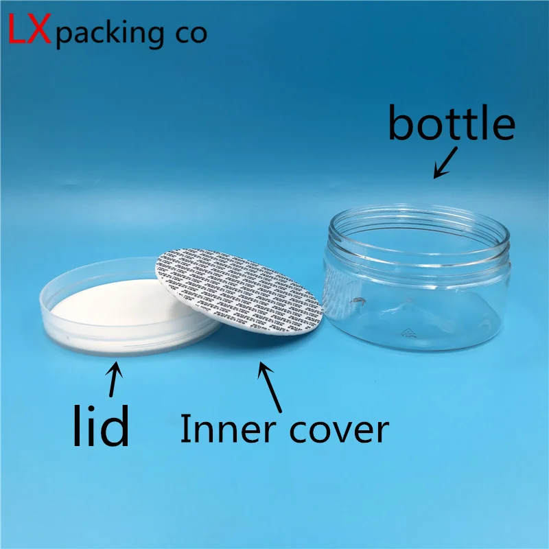 30PCS Free Shipping 200g/ml Clear Lucency Plastic PET Empty Flat Bottle jar with Clear Screw lid Honey Pomad Cosmetic Containers