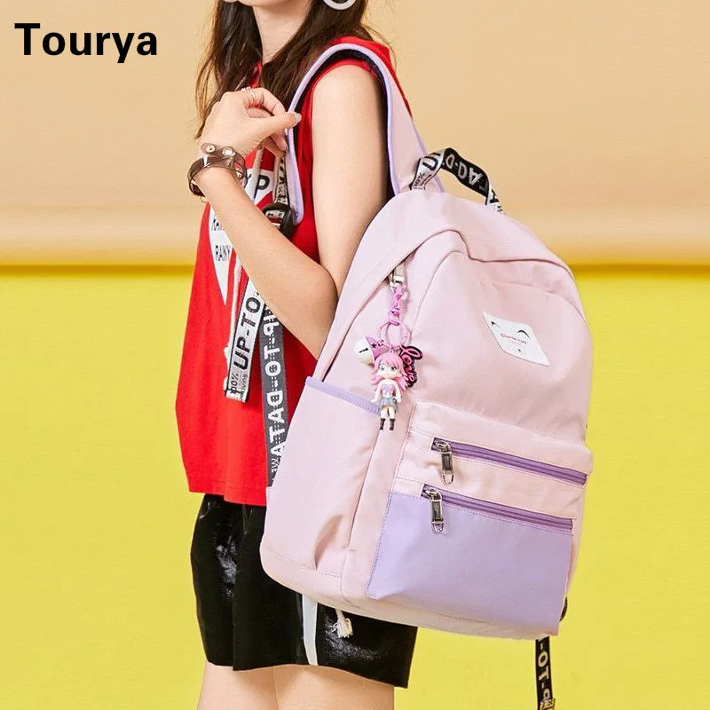 

Tourya Fashion Waterproof Women Backpack USB Charge School Bags For Teenage Girl Laptop Knapsack Travel Bagpack Bookbag Mochila