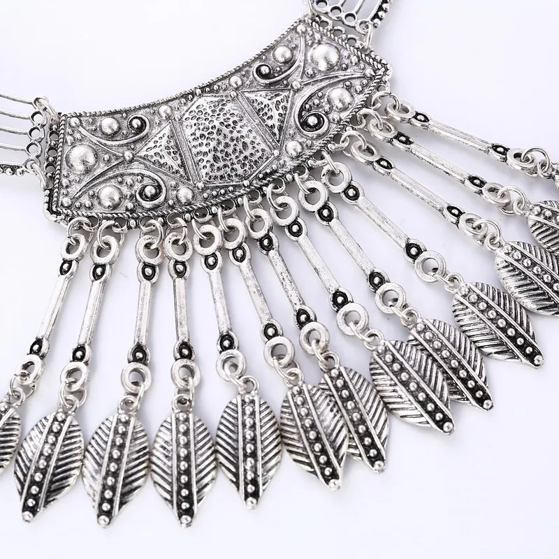 Fashion Choker Colar Vintage Maxi Statement Necklaces & Pendants Boho Leaves Tassel Ethnic Geometric Collier Femme Necklace