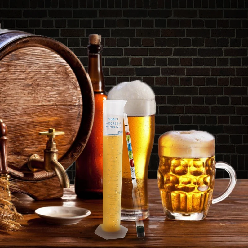 Hydrometer & Plastic Test Jar,Triple Scale Hydrometer,Specific Gravity ABV Tester  For Wine Beer Mead And Kombucha