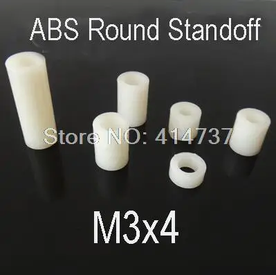 100pcs/lot M3*4mm ABS Nylon Round Standoff Spcaer, PCB board spacer OD(7MM) X ID(3.2mm)*4mm