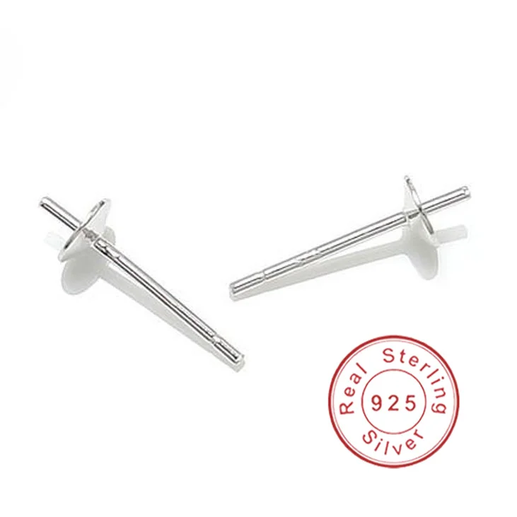 S925 Sterling Silver Earring Stud Pin Post Findings With 3mm 4mm 5mm 6mm Round Cup Cap For DIY Stud Earrings Jewelry SEA-EH012