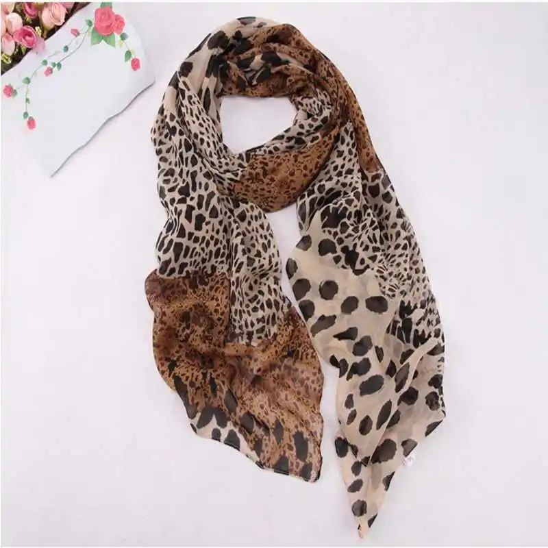 Cổ điển Voan Bọc Phụ Nữ Stole Mềm Leopard Print Khăn Harajuku Chiếc Khăn Choàng Hot Bán Mùa Hè Mỏng Mùa Xuân Thường Sexy Thanh Lịch