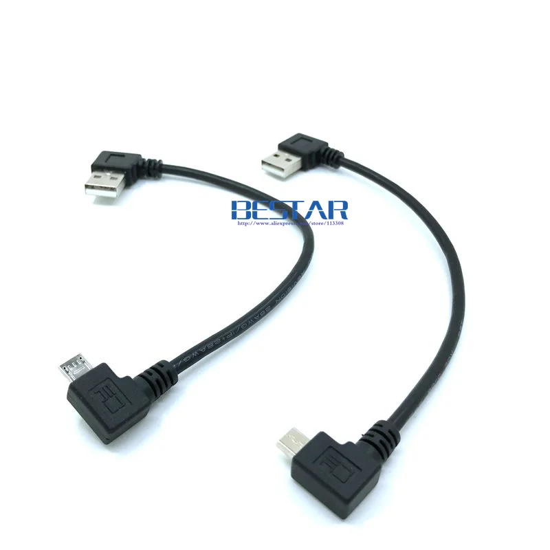 Sol Sağ Açılı 90 derece mikro USB erkek USB Sol açılı Veri şarj kablosu 0.2 m 20 cm kısa Mikro USB açı Kabloları
