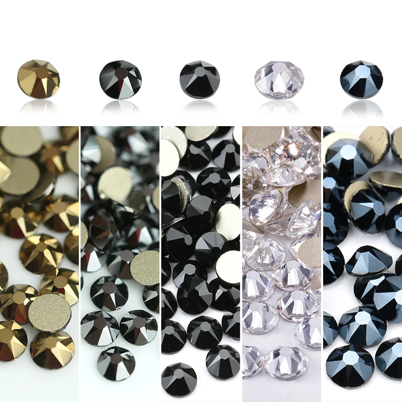 

QIAO SS6-SS40 8 Big 8 Small Non Hotfix Crystal Rhinestones Glass DIY Strass Stone Crystals AB Glue On Nails Clothes 2088