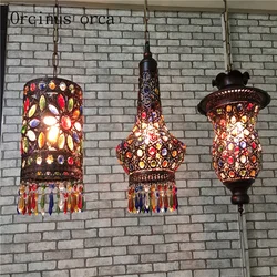 Southeast Asia Thai style color crystal chandelier Mediterranean Bohemia restaurant lights Postage free