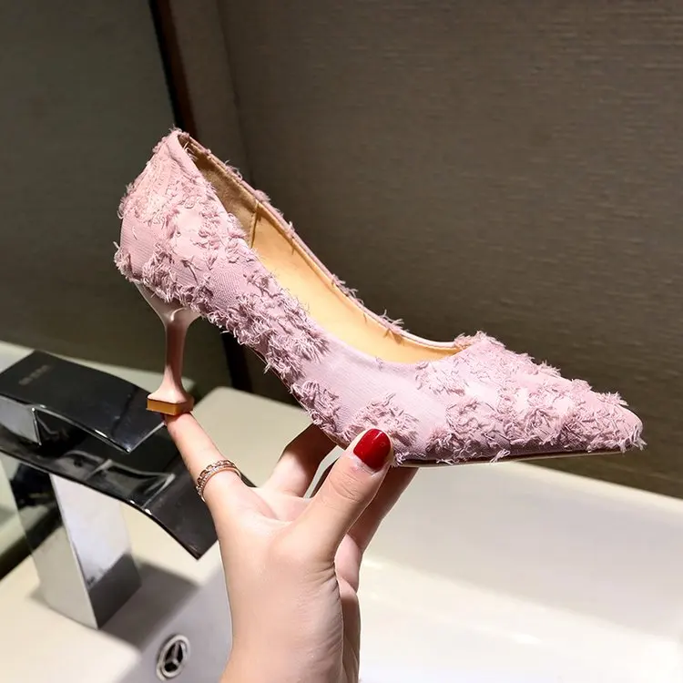 2019 Sexy Cheap Women Pumps Spring and Autumn Women's High Heel Shoes Pointed Small Fresh Girl Red Women Pumps