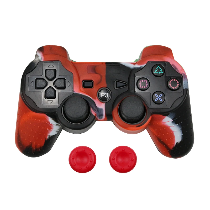 Silicone Cover For PS3 Controller Skin Decal Case For Playstation 3 Gamepad Controle Game Accessories with 2 Thumb Grip Caps