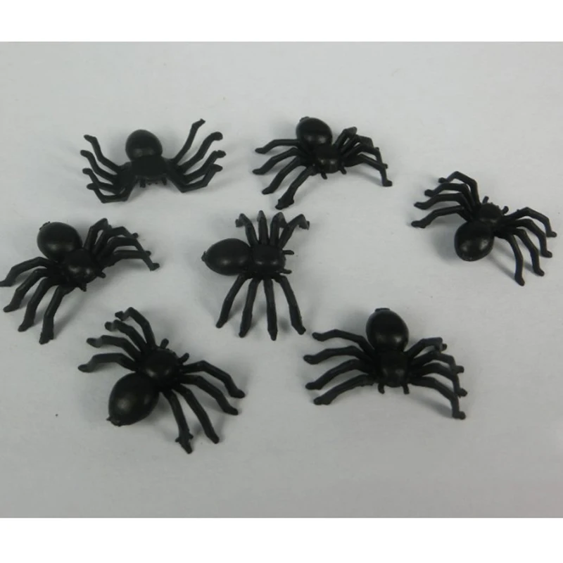 50Pcs novelty party spiders halloween terror halloween prop haunted house bar horrific decoration soft plush black spider Toy