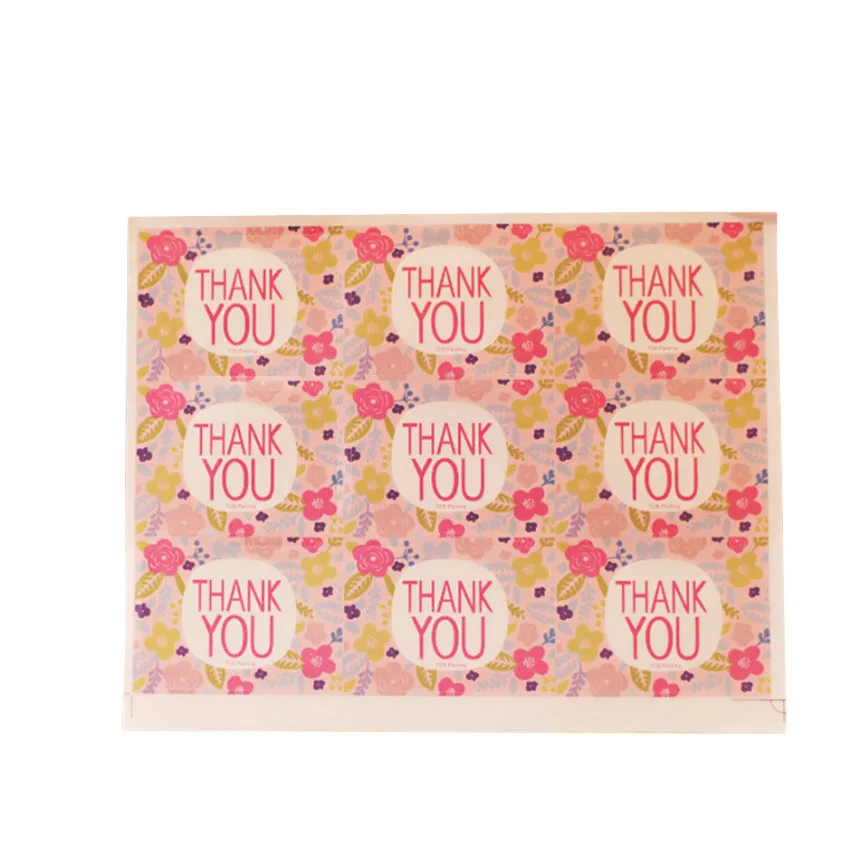 900pcs/Lot Kawaii Pink Flowers Thank you Handmade Sticker Label Sticker DIY For Gift Cake Baking Scrapbooking Sealing Sticker