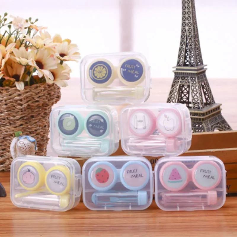 HUAMIANLI Mini Contact Lens Case Plastic Cartoon Travel Container Holder Beauty Storage Soaking Box Fot Girls