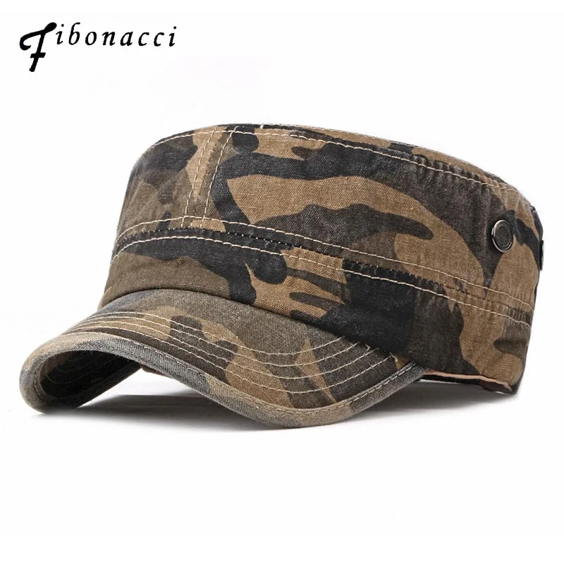 Military Hat Men Classic Camouflage Military Caps Army Cadet Hats Casual Cotton Adjustable Baseball Cap Flat Top Hat