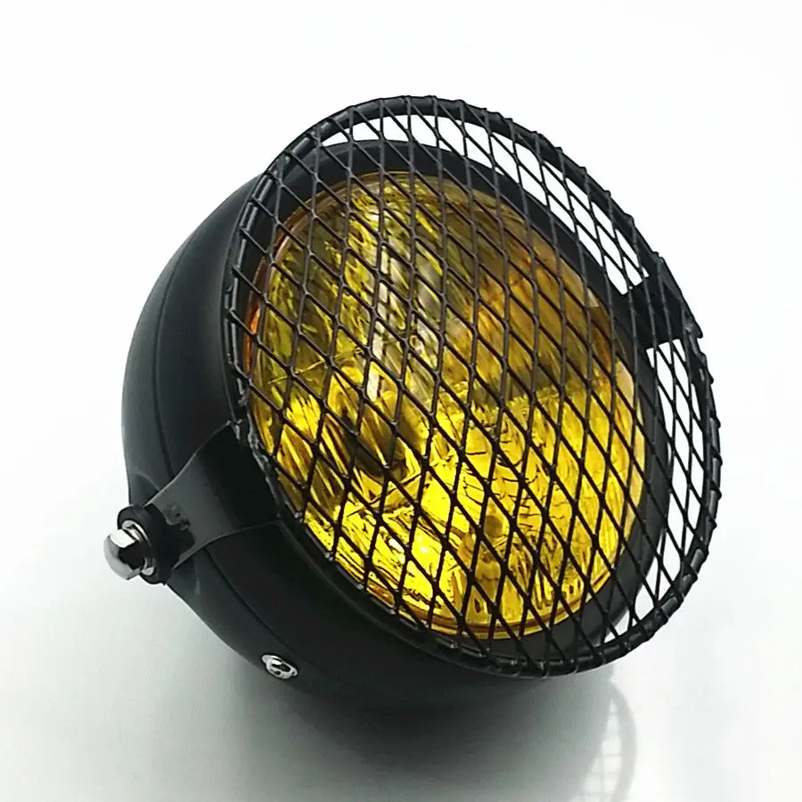 Amber Diamond Motorcycle Headlight Cruiser Vintage Custom VTX CB VT VN XL Cafe